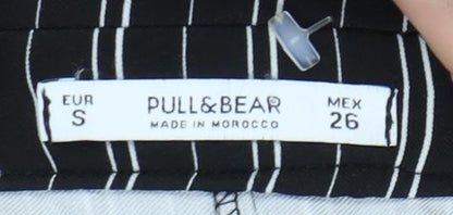 Womens UK Size S Pull & Bear Regular Fit Paperbag Black Trousers