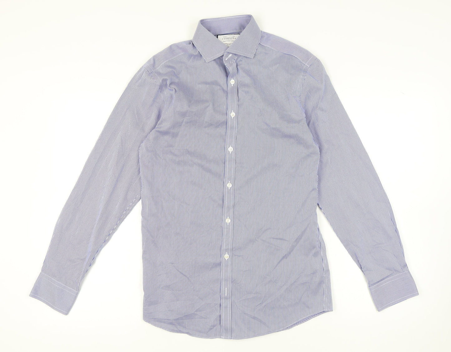 Charles Tyrwhitt Men's Blue Extra-Slim Long Sleeve Shirt