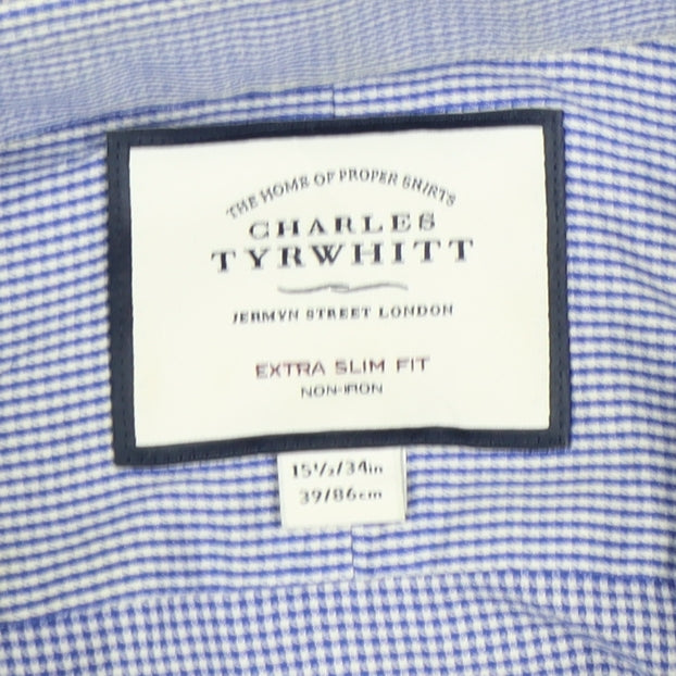 Charles Tyrwhitt Men's Blue Extra-Slim Long Sleeve Shirt