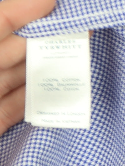 Charles Tyrwhitt Men's Blue Extra-Slim Long Sleeve Shirt