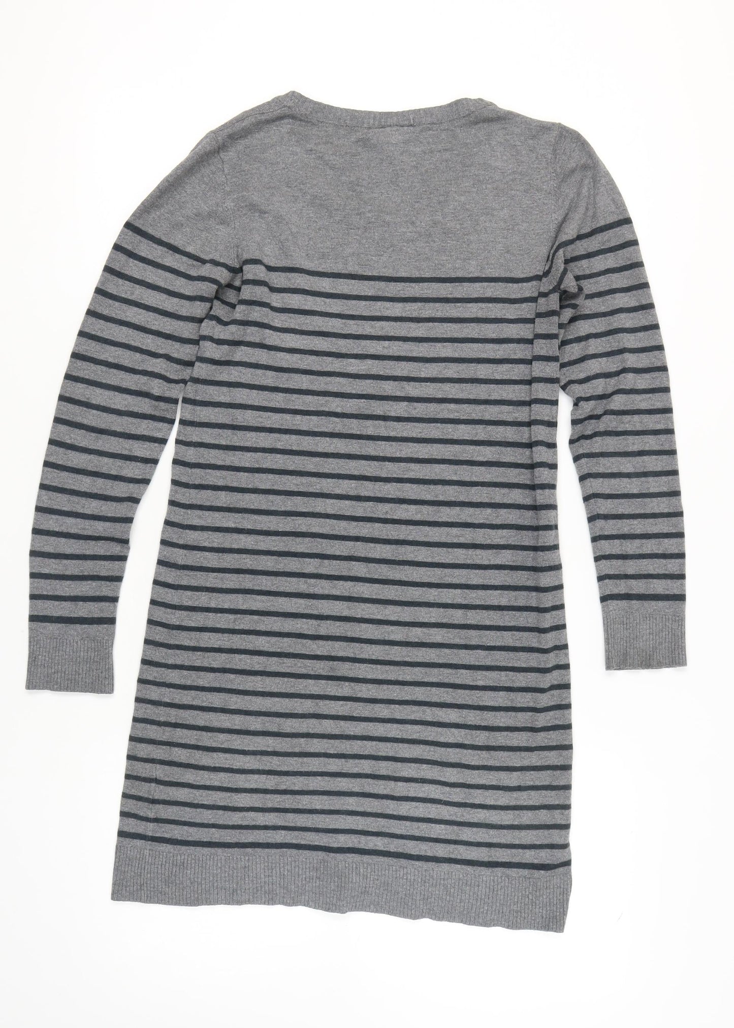 BON'A PARTE Women's Grey Striped Jumper Dress S