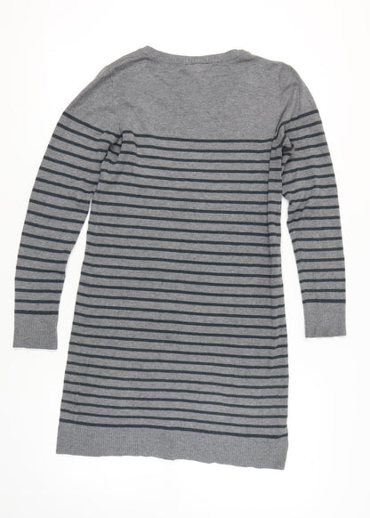 BON'A PARTE Women's Grey Striped Jumper Dress S