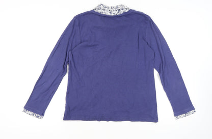 Damart Women's Blue V-Neck Cotton Top, Size M, Long Sleeve