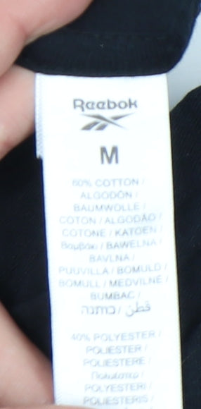 Reebok Men's Black M T-Shirt, Crew Neck, Athletic Style