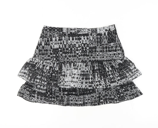 H&M Women's Black Geometric Short Skirt, Size 10, Excellent