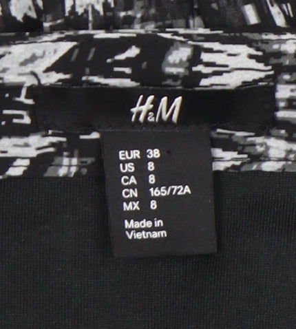 H&M Women's Black Geometric Short Skirt, Size 10, Excellent