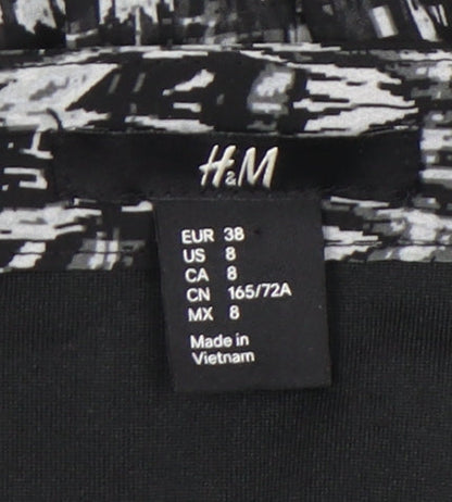 H&M Women's Black Geometric Short Skirt, Size 10, Excellent