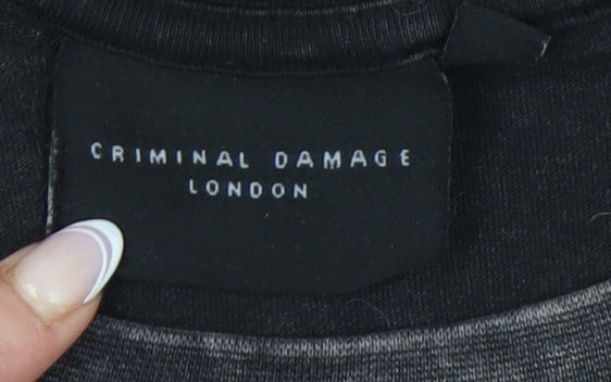 Mens UK Size L Criminal Damage Black  T-Shirt
