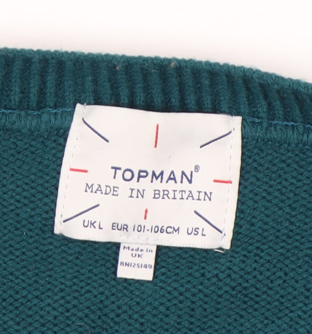 Topman Men’s Green Christmas Pullover Jumper L