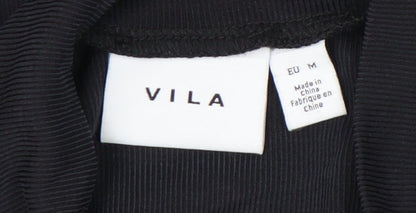 Womens UK Size M VILA Black Basic Blouse