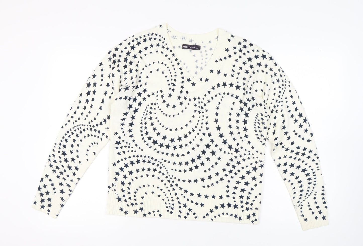 Womens UK Size 14 Marks and Spencer Ivory Pullover Jumper