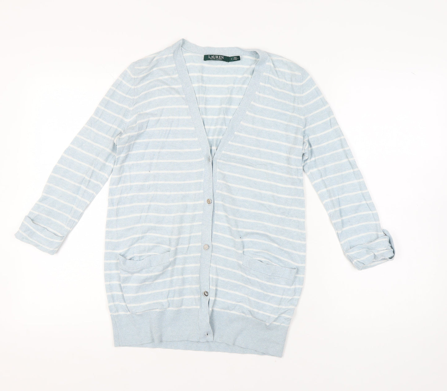Lauren Ralph Lauren Women's Blue Striped Cardigan S