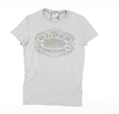Superdry Men’s Grey Logo T-Shirt, Size S, Crew Neck
