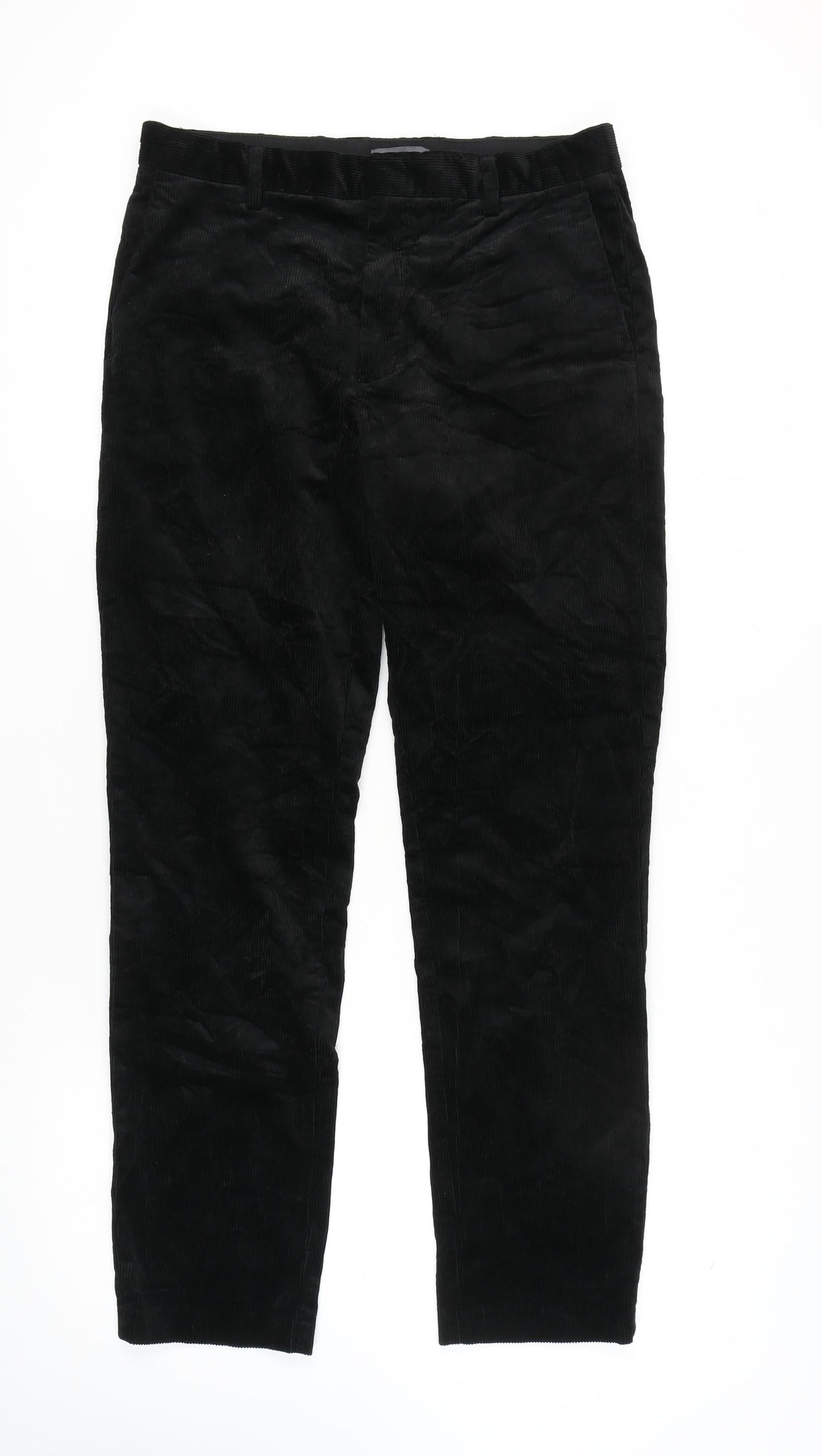 H&M Men's Black Corduroy Slim Trousers Size 30