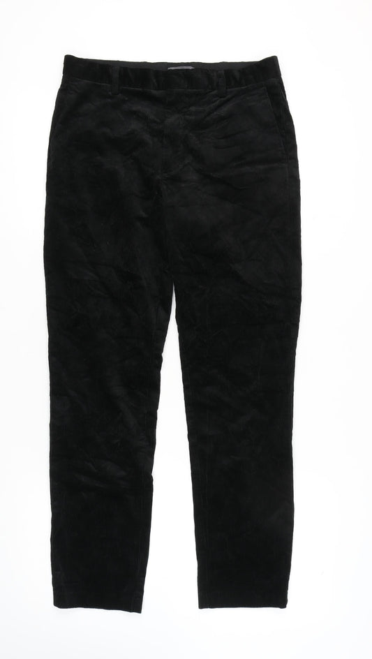 H&M Men's Black Corduroy Slim Trousers Size 30