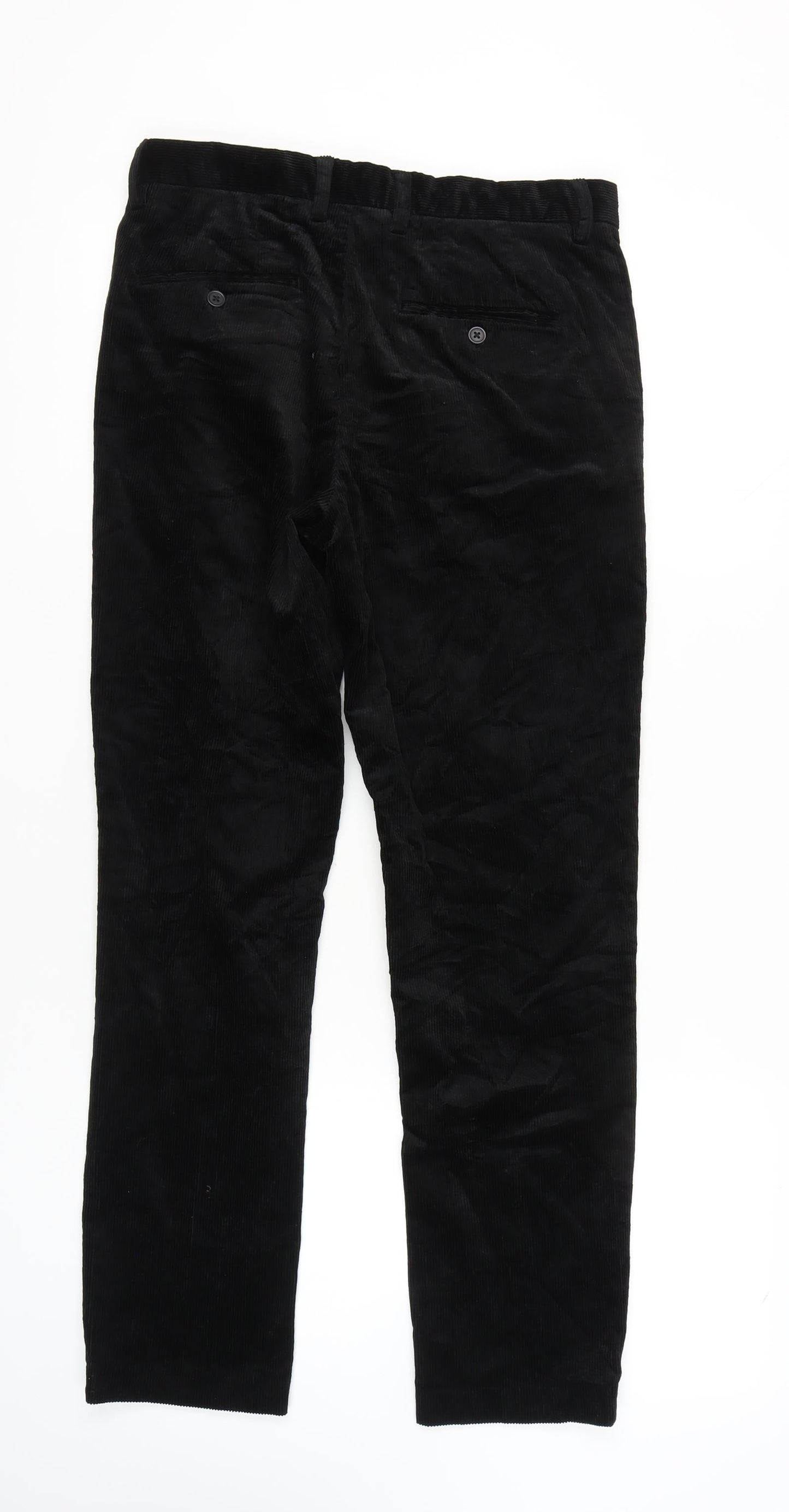 H&M Men's Black Corduroy Slim Trousers Size 30