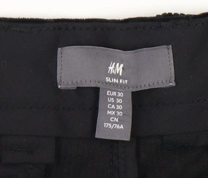 H&M Men's Black Corduroy Slim Trousers Size 30