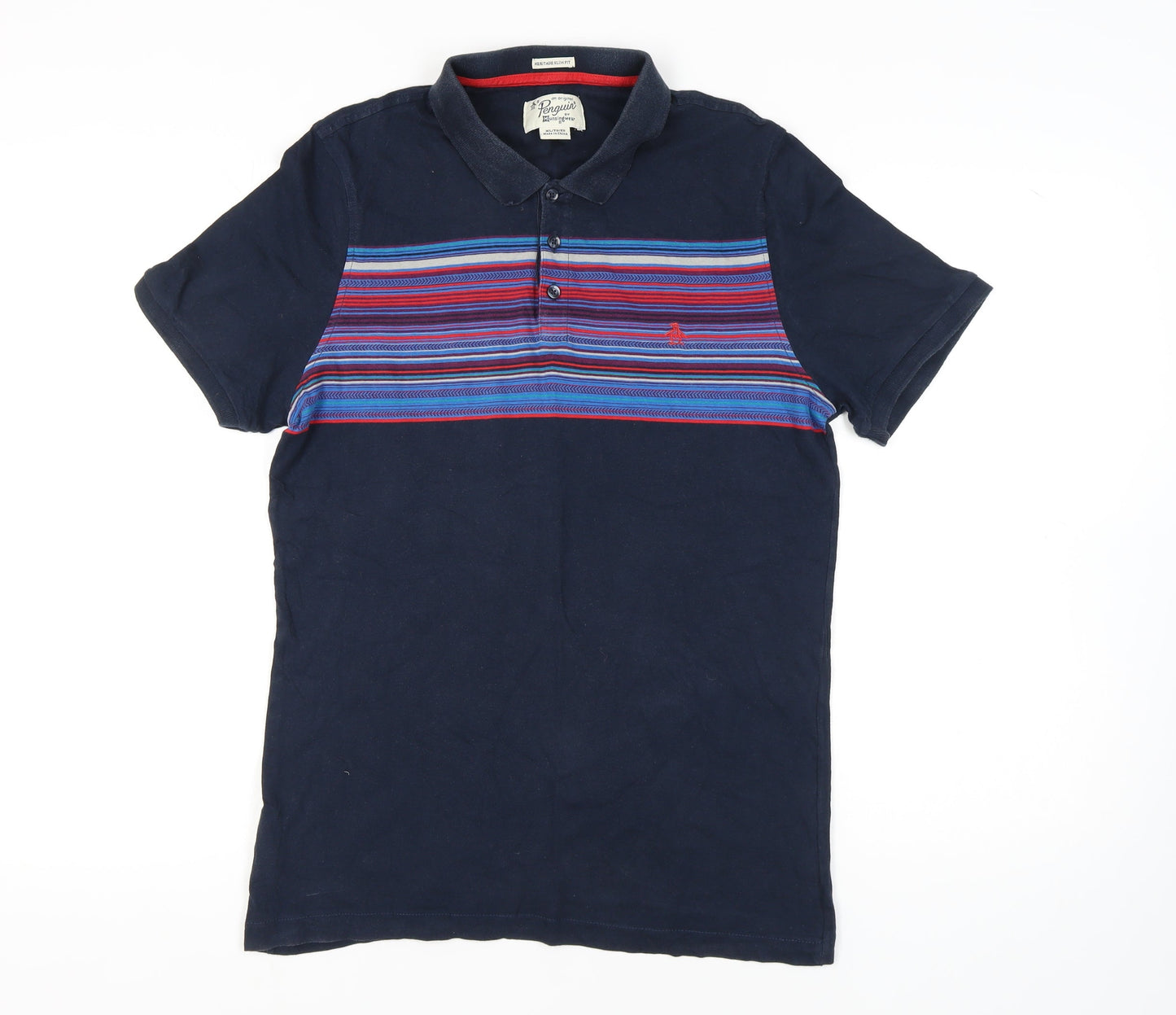 Original Penguin Men's Blue Striped XLT Polo Shirt