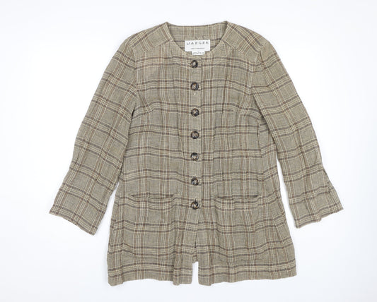 Jaeger Women’s Beige Plaid 3/4 Sleeve Top S