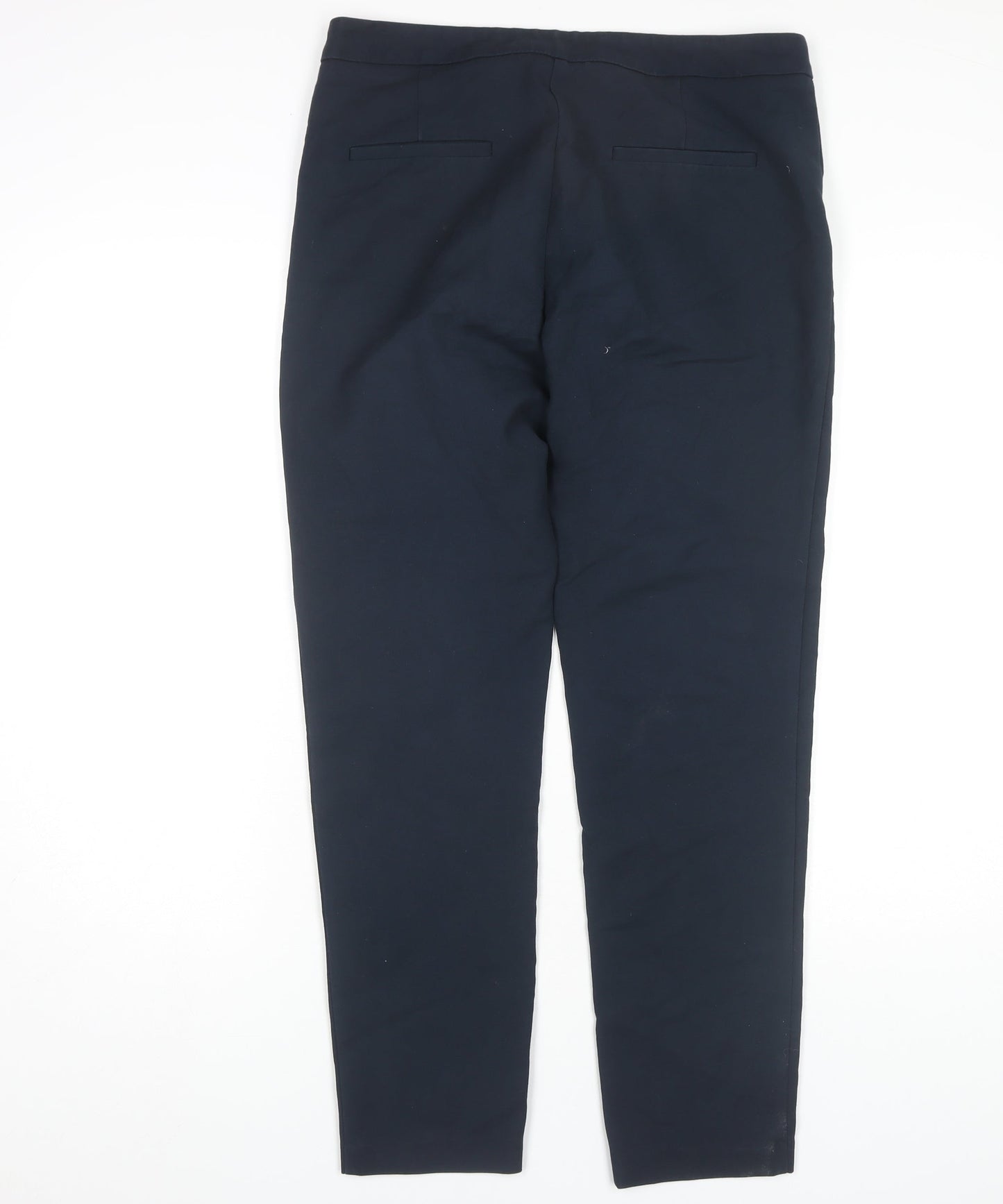 Womens UK Size L Zara Basic Regular Fit Casual Blue Trousers