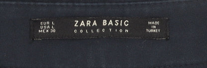 Womens UK Size L Zara Basic Regular Fit Casual Blue Trousers