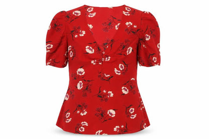 Womens UK Size S Mango Red Tunic Blouse