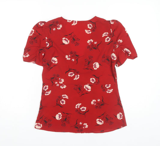 Womens UK Size S Mango Red Tunic Blouse