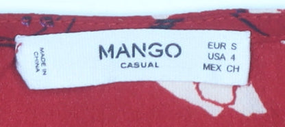 Womens UK Size S Mango Red Tunic Blouse