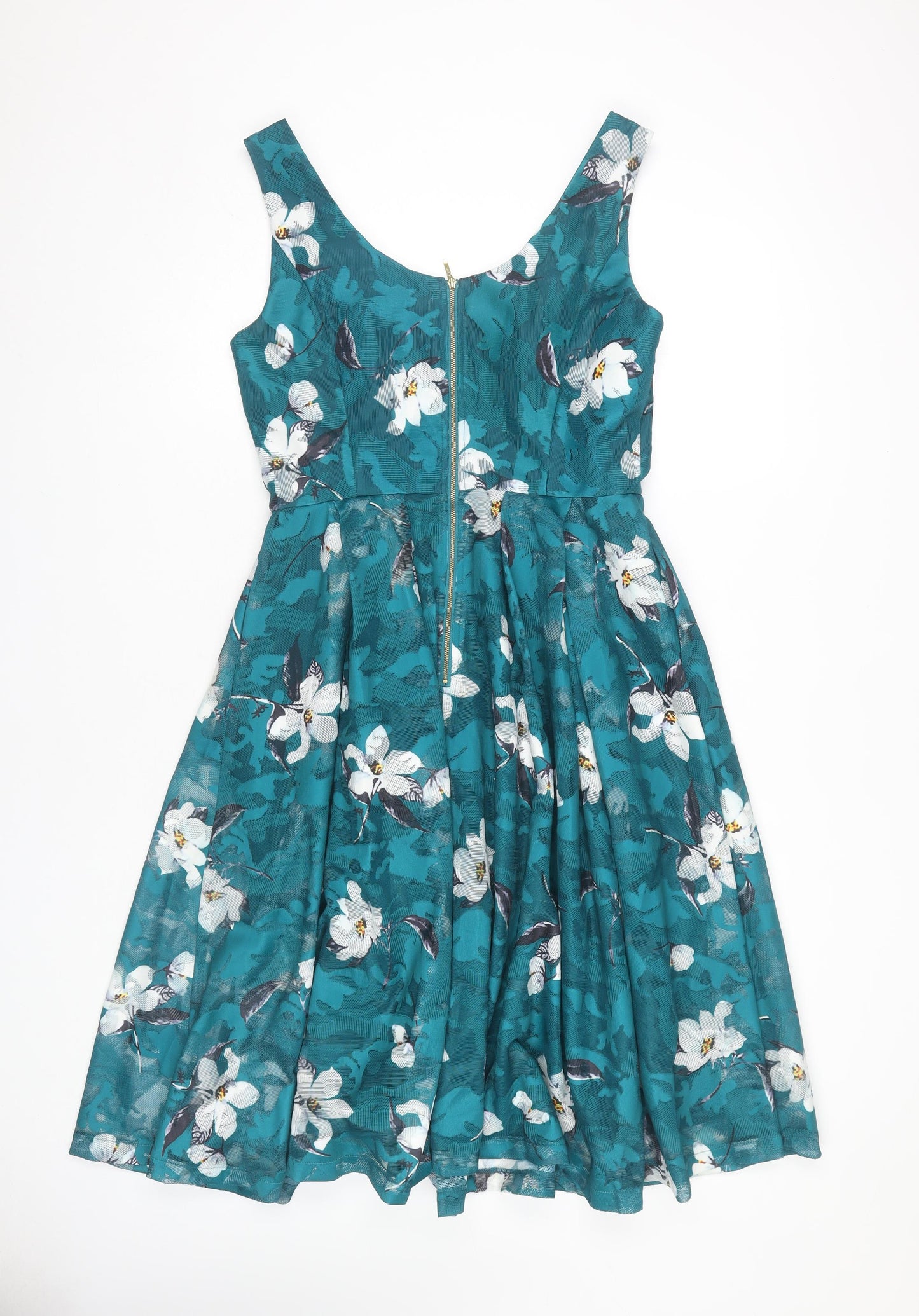 Jolie Moi Green Floral Fit & Flare Midi Dress - Size 12
