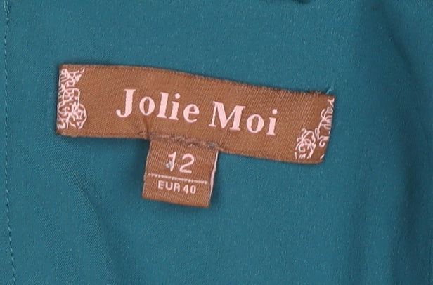 Jolie Moi Green Floral Fit & Flare Midi Dress - Size 12