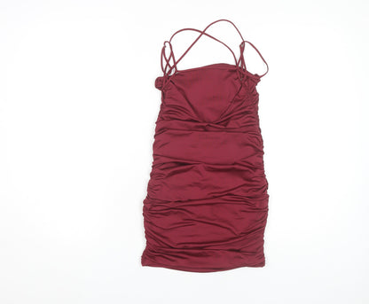 Oh Polly Women's Red Bodycon Mini Dress Size 10
