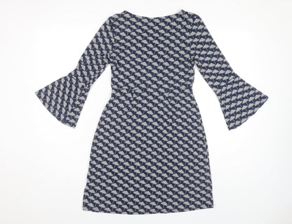 Boden Women's Blue Geometric Dress Size 8 Jersey