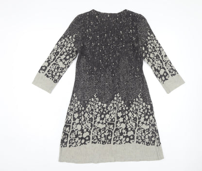Apricot Women's Grey Floral Knit Dress Size S Casual