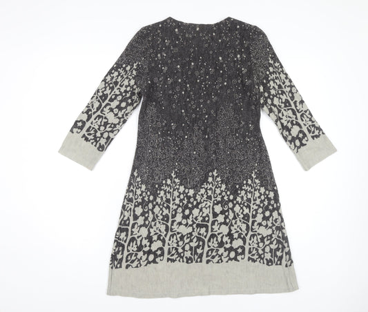 Apricot Women's Grey Floral Knit Dress Size S Casual