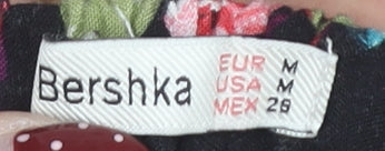 Bershka Women's Black Floral Wide-Leg Trousers M