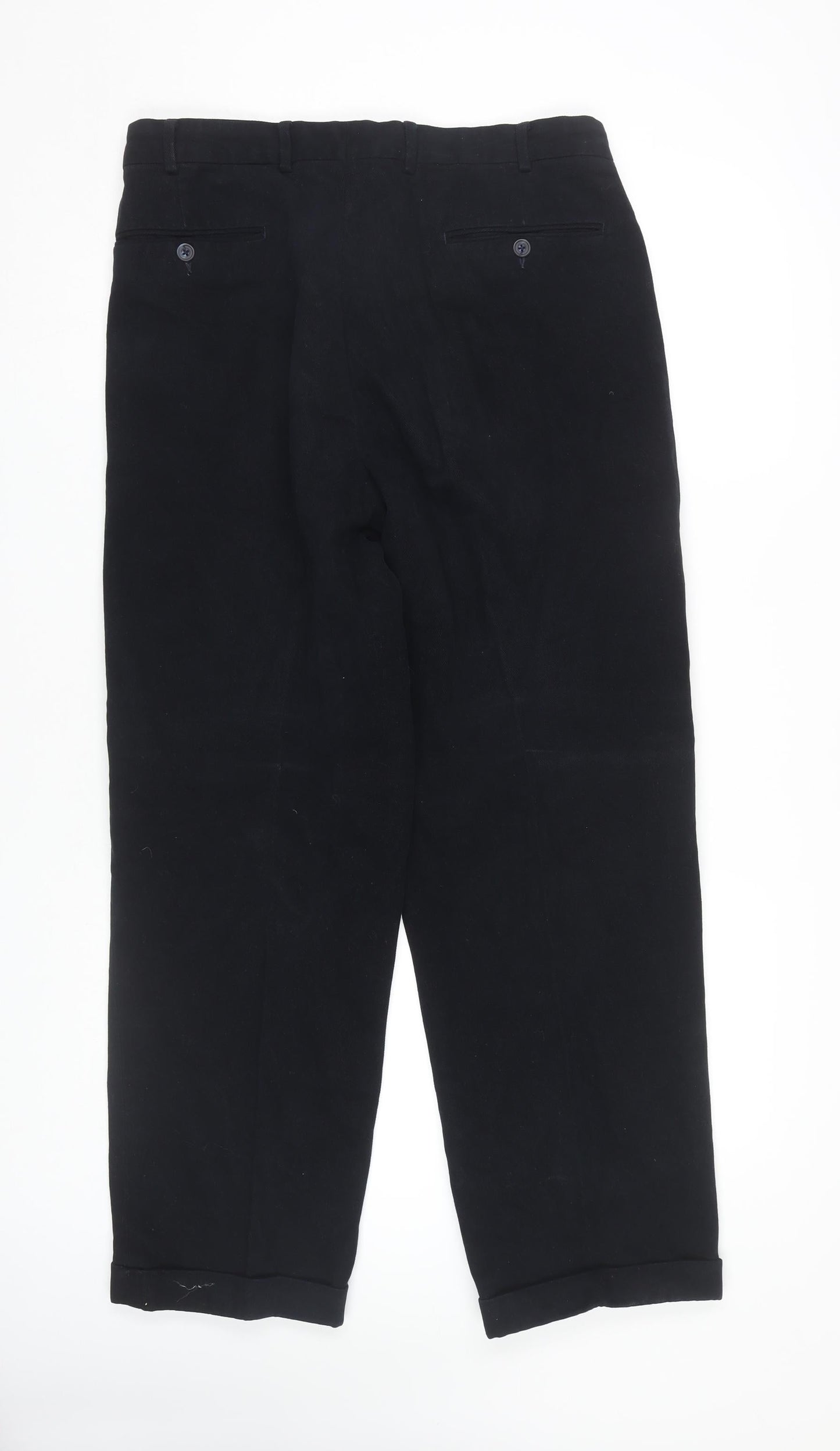 Façonnable Men's Black Cotton Trousers Size 30