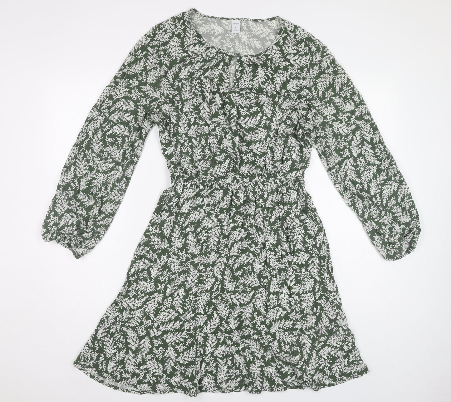 Old Navy Women's Green Floral Long Sleeve Dress