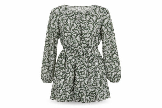 Old Navy Women's Green Floral Long Sleeve Dress