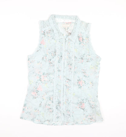 Cream Women's Floral Blouse - Size 12, Multicoloured
