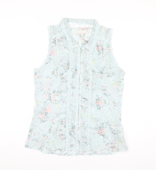 Cream Women's Floral Blouse - Size 12, Multicoloured