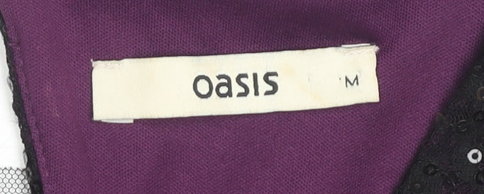 Oasis Women's Black Sequin Fit & Flare Party Dress M