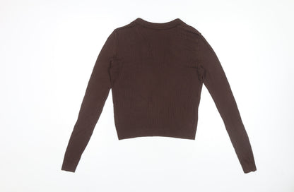 Womens UK Size S Zara Brown Basic Blouse