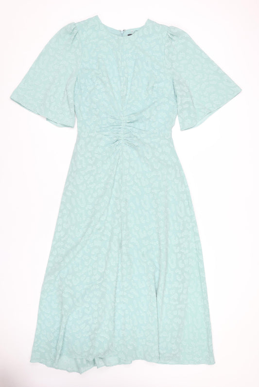 Marks and Spencer Women's Green Ruched Dress Size 8