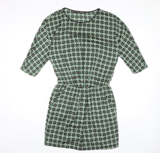Zara Basic Women's Green Geometric Short Dress