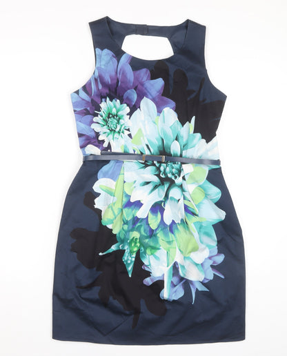Oasis Women's Multicoloured Floral Sheath Dress Size 14