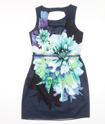 Oasis Women's Multicoloured Floral Sheath Dress Size 14