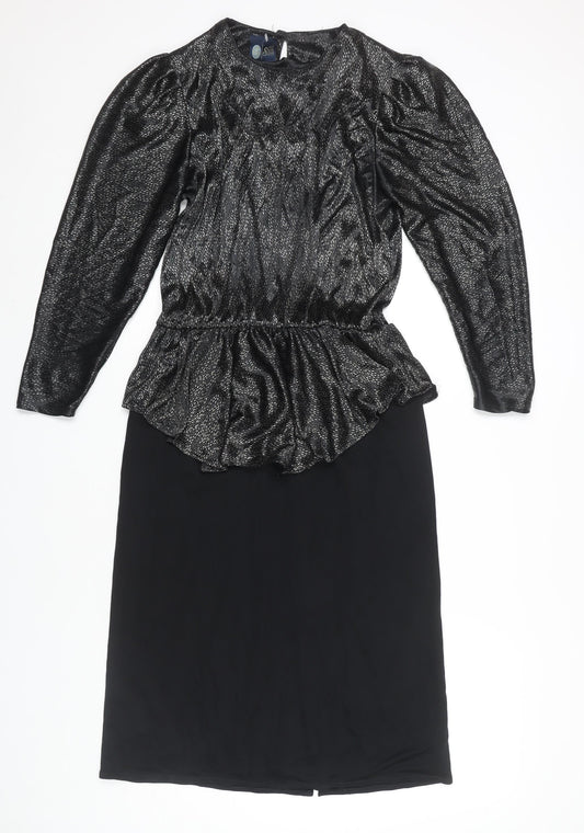 C&A Women's Black Peplum Cocktail Dress, Size 12