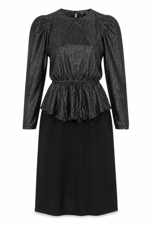Front view of C&A Women's Black Peplum Cocktail Dress, size 12