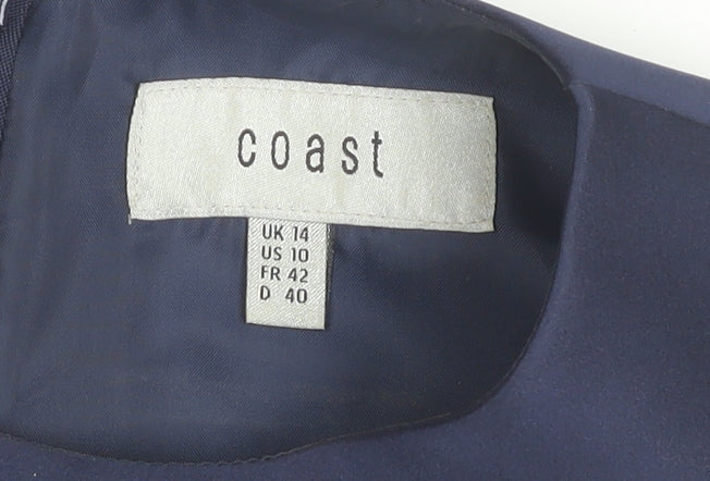 Coast Women's Blue Asymmetric Midi Dress UK 14