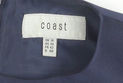 Coast Women's Blue Asymmetric Midi Dress UK 14